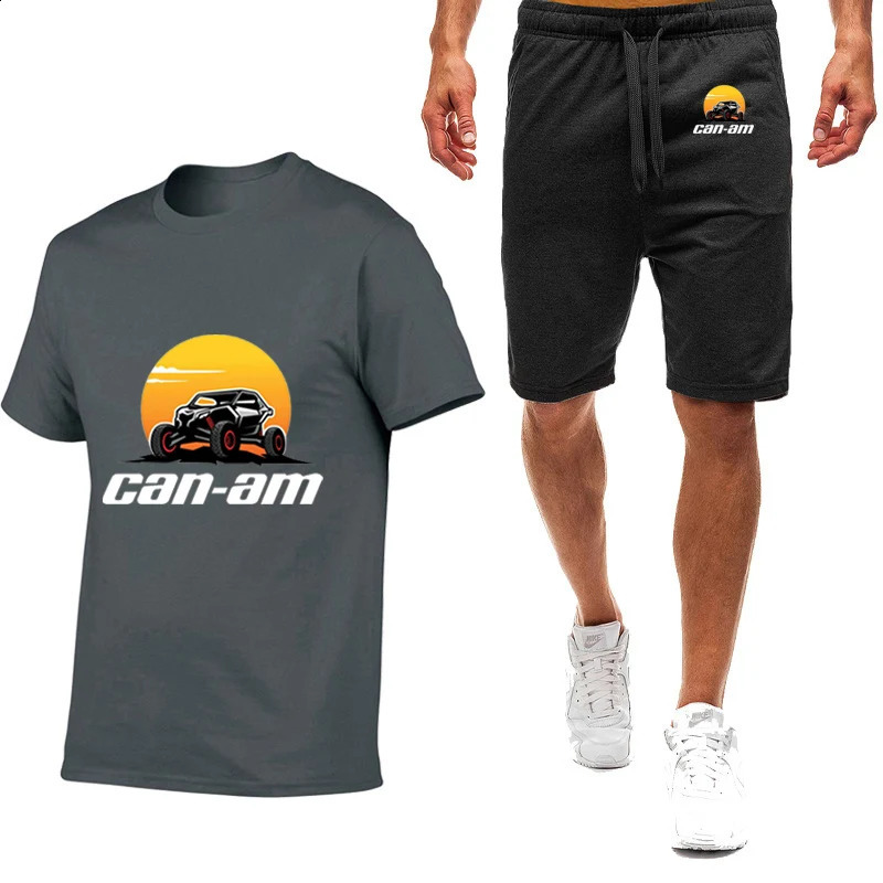 Can Am Motorcycle Printing Men Summer Shortsleeved Tshirt Simple Comfortable Casual Trendy Movement Suit 250108