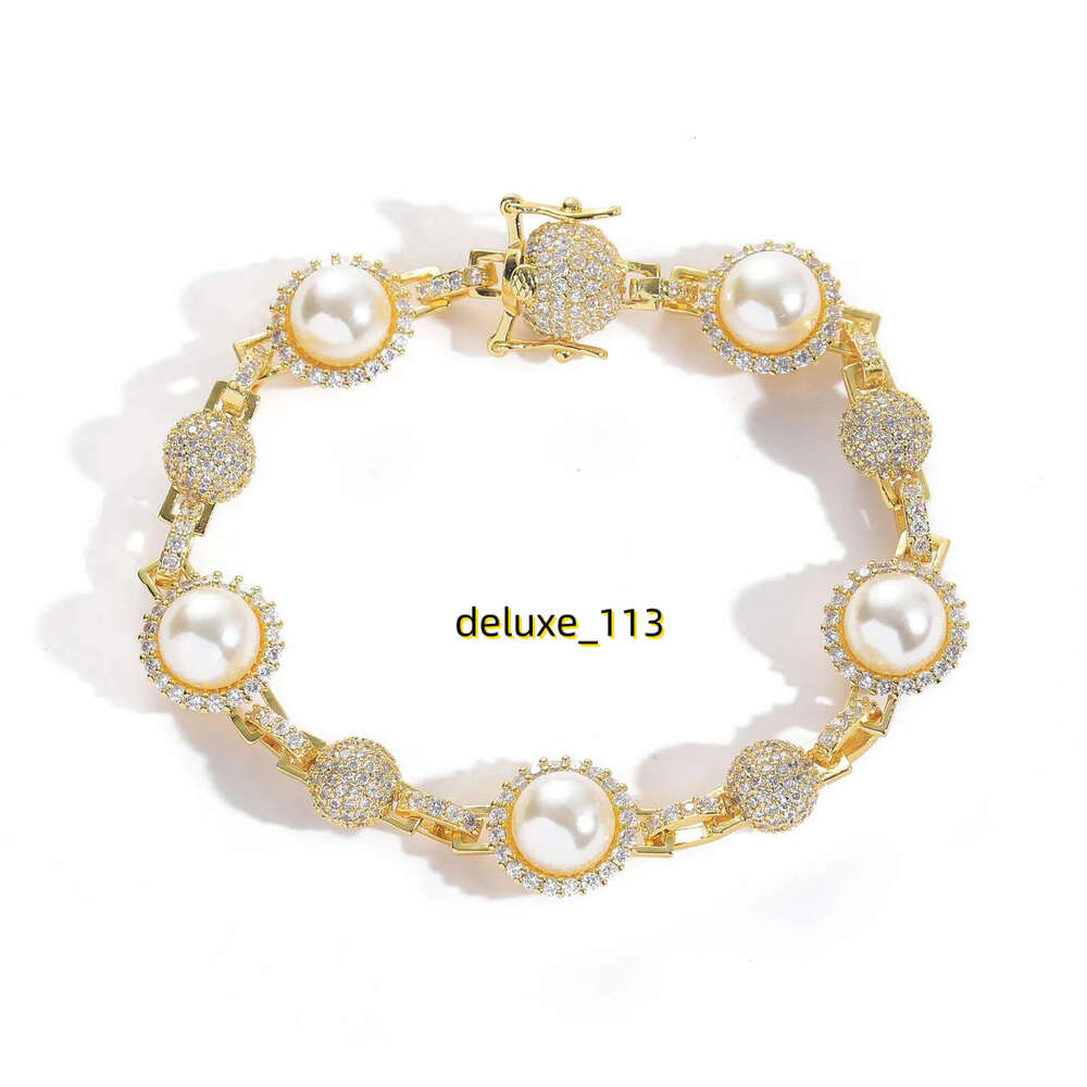 High Quality Pearl Bracelets Mens Womens Iced Out Gold Sier Chains Vintage Hip Hop Bracelet Jewelry