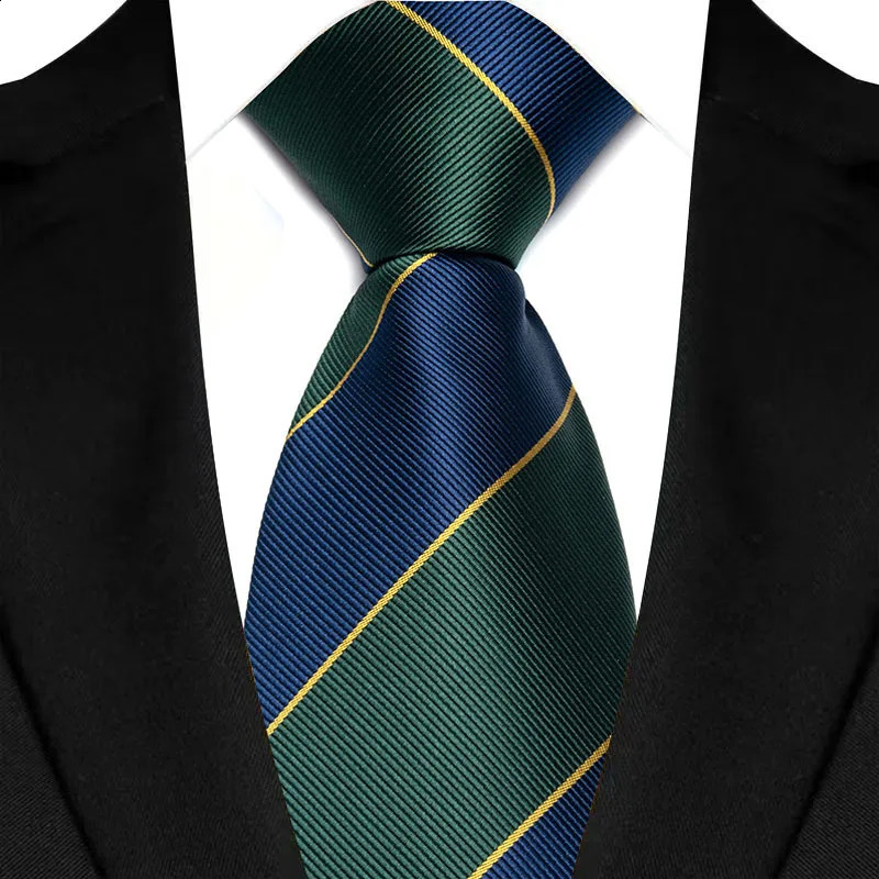 8CM Mens Necktie Green Color Stripes Floral Solid Ties For Man Groom Jacquard Woven Neck Tie Business Wedding Party 250114