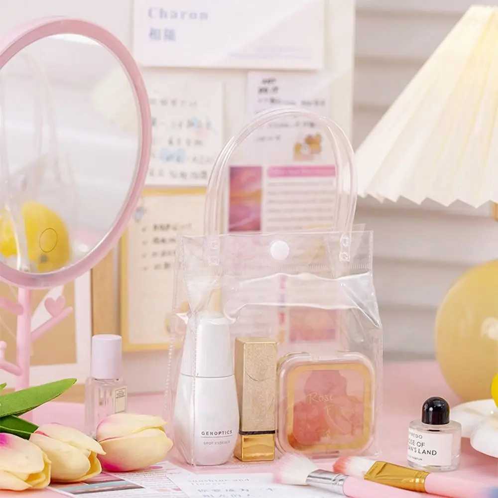 Durable Transparent PVC Handbag Large Capacity Multi-purpose Candy Bag Plastic Gift Jelly Bag Outing Travel Hiking BagXJ250121