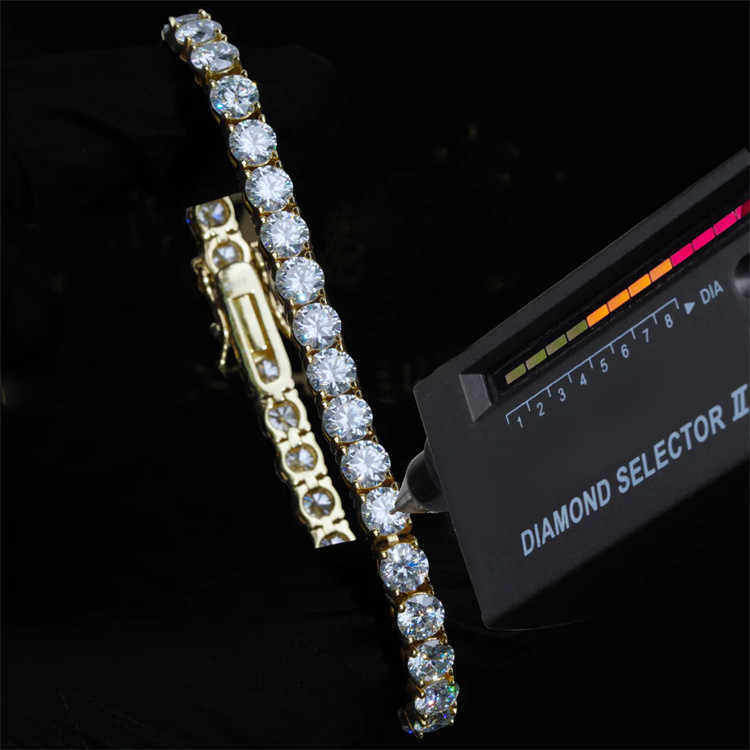 Designer necklace Gems 4mm Hip Hop Square Diamond Tennis Chain Big Moissanite Tennis Chain Moissanite Tennis Chain Choker jewellery