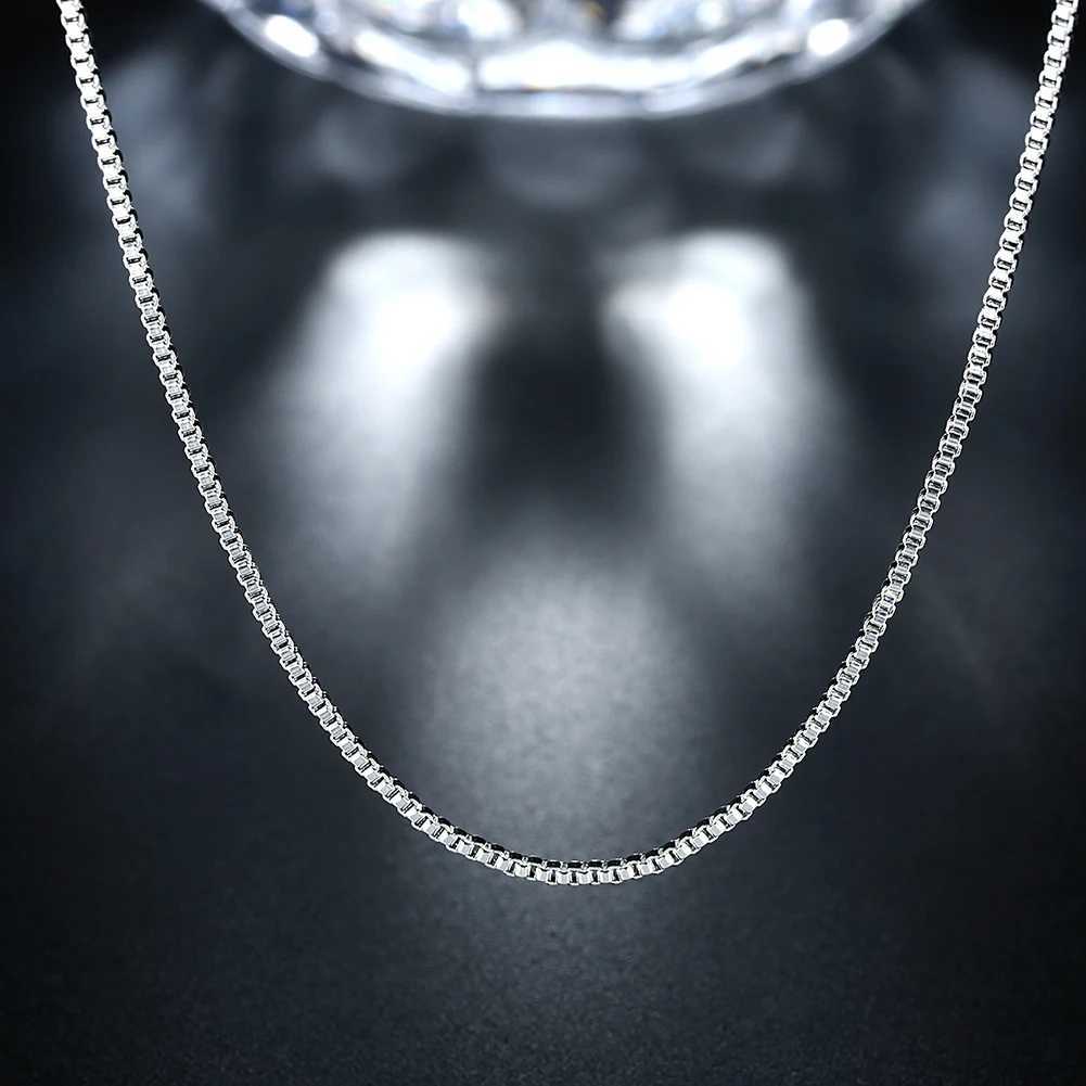 10pcs 16-24inch 925 Sterling Silver fashion 1MM Box chain for women Men necklace Charms wedding party jewelry Christmas giftsXJ250114