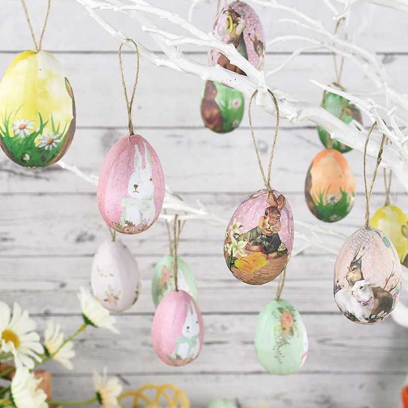 6Pcs Egg With Basket Rabbit Foam Eggs Hanging Ornaments Easter Home Decoration 2024 Holiday Par Supplies Kids Gifts Free shipping