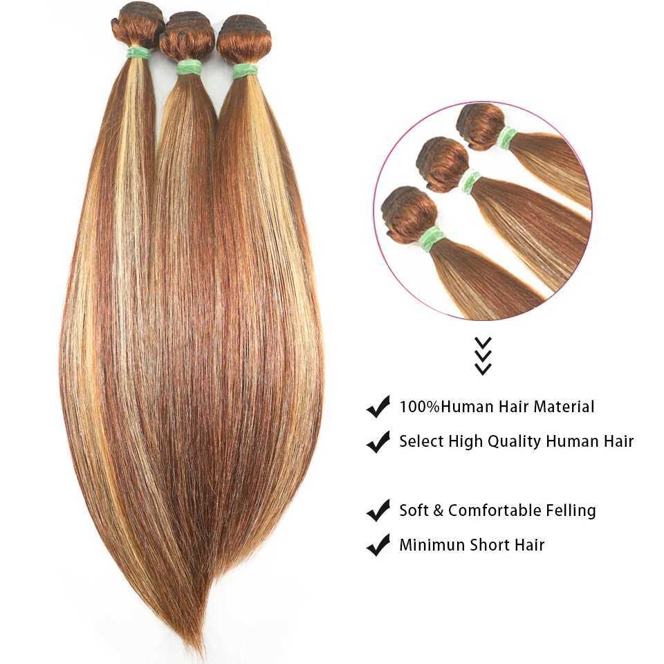 P4/27 Highlight Straight Human Hair Bundles With Clo Brazilian Hair Weave Bundles With Clo Hair Extension 3/4 BundlesXJ250120