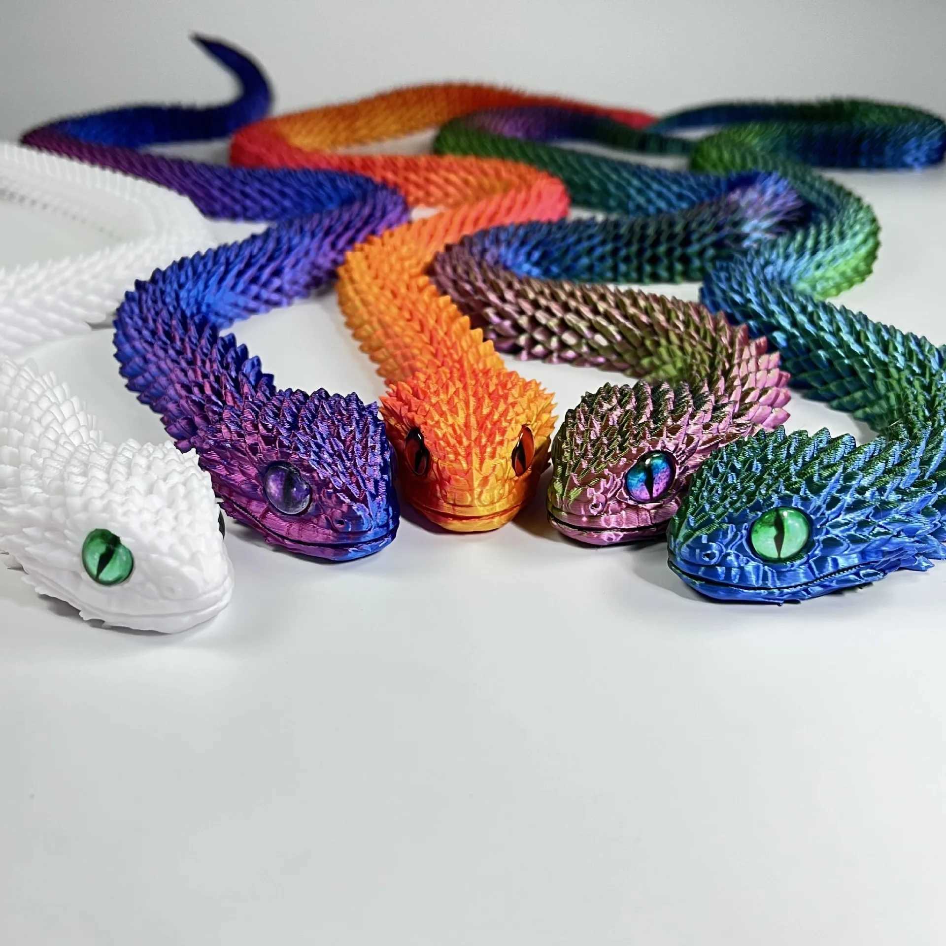 3D Snake Dragon Printed Figures New Year Decoration 2025 Traditional Table Ornament 3d Toys for Kids Christmas Gift Free shipping
