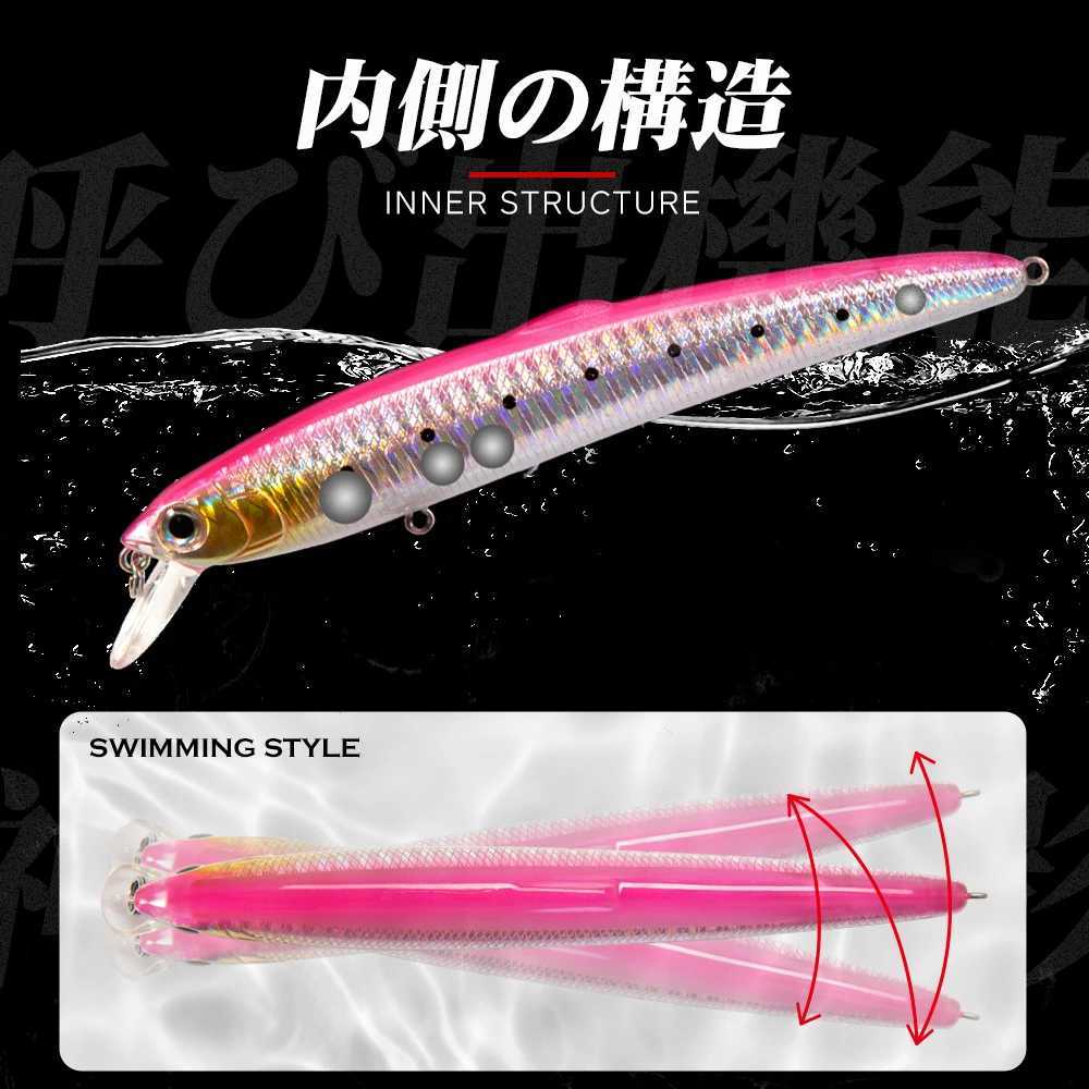 Hunthouse fishing lure flexible floating smith saruna minnow 125mm 17.5g for fishing seabass pike fishing hard baits wobbleXJ250122
