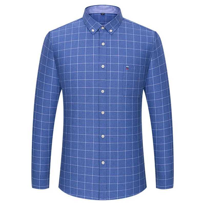 Casual Pure Cotton Oxford Mens Shirts Long Sleeve Plain Soild Regular Fit Fashion Button Man Dress ShirtsXJ250121