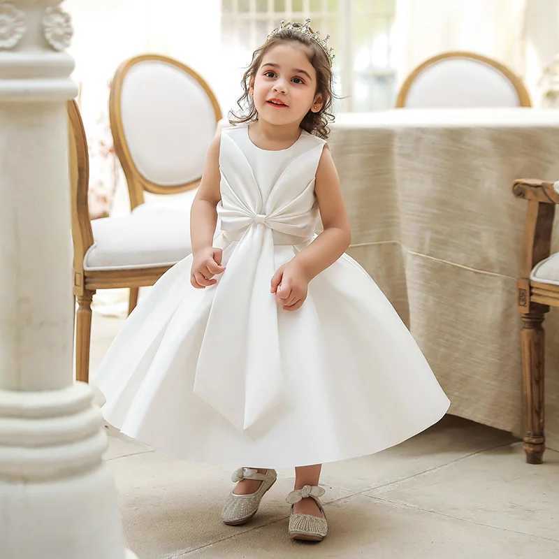 Summer Baptism Bow Princess Party Clothing Kids Costume Toddler Girl Clothes Elegant 1st Birthday Dress Christening Dress X250203