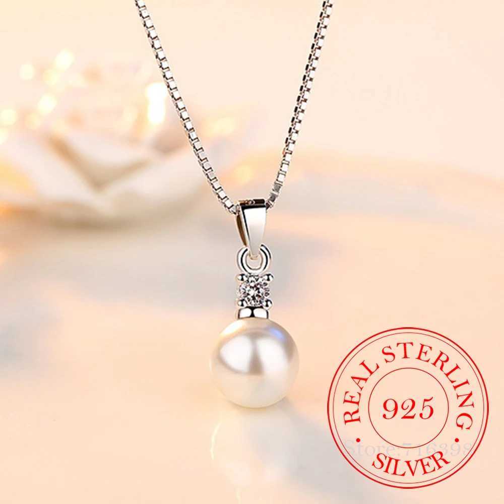 925 Sterling Silver New Ladies Fashion Jewelry High Quality Crystal Zircon Pearl Round Pendant Necklaces For Women Length 45CMXJ250114