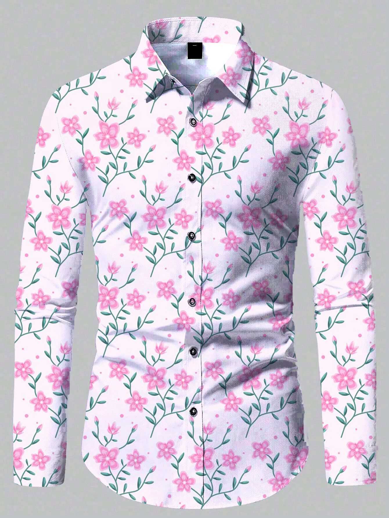 2024 Mens New Comfortable Retro Long Sleeve Shirts New Casual Design Shirt Fashion 3D Printed Flower Pattern Mens ClothingXJ250121