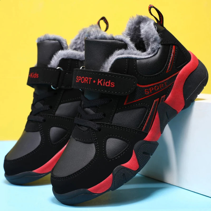 Childrens sports shoes winter plush warm leather comfortable tennis shoes casual outdoor sports comfortable childrens tennis shoes 250110
