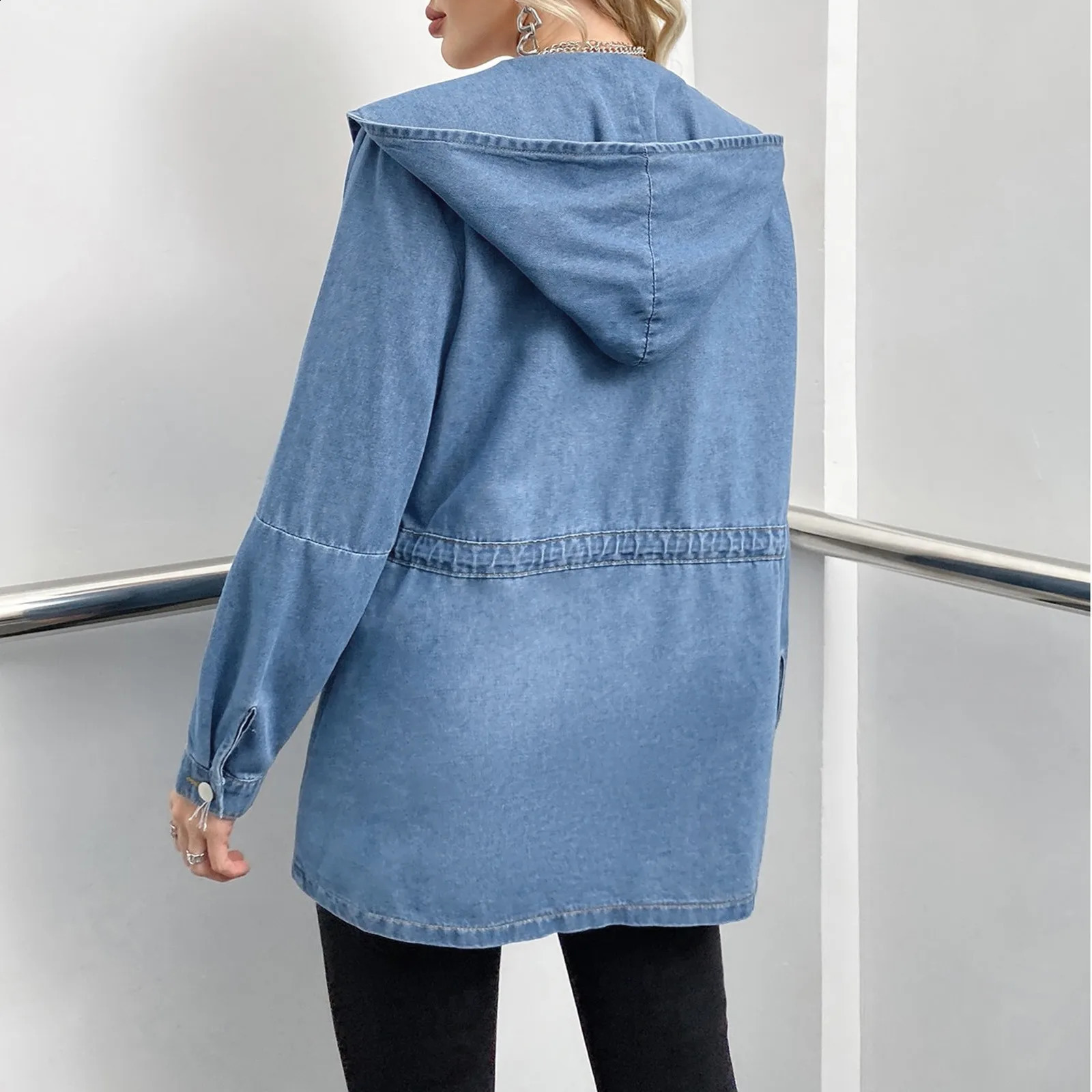 Hooded Denim Outerwear WomenS Spring Autumn Casual Jacket Boyfriend Jean LongSleeve Stylish Coats 250120wtt