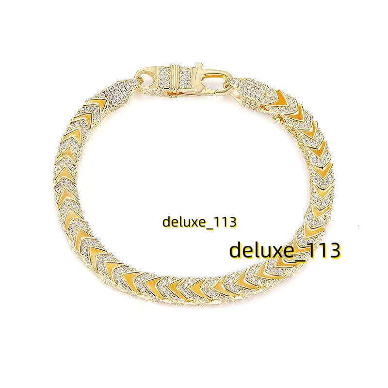 Miami 14K Gold Plated Dia Iced Out Cubic Moissanites Cuban Bracelet Jewelry For Women Men