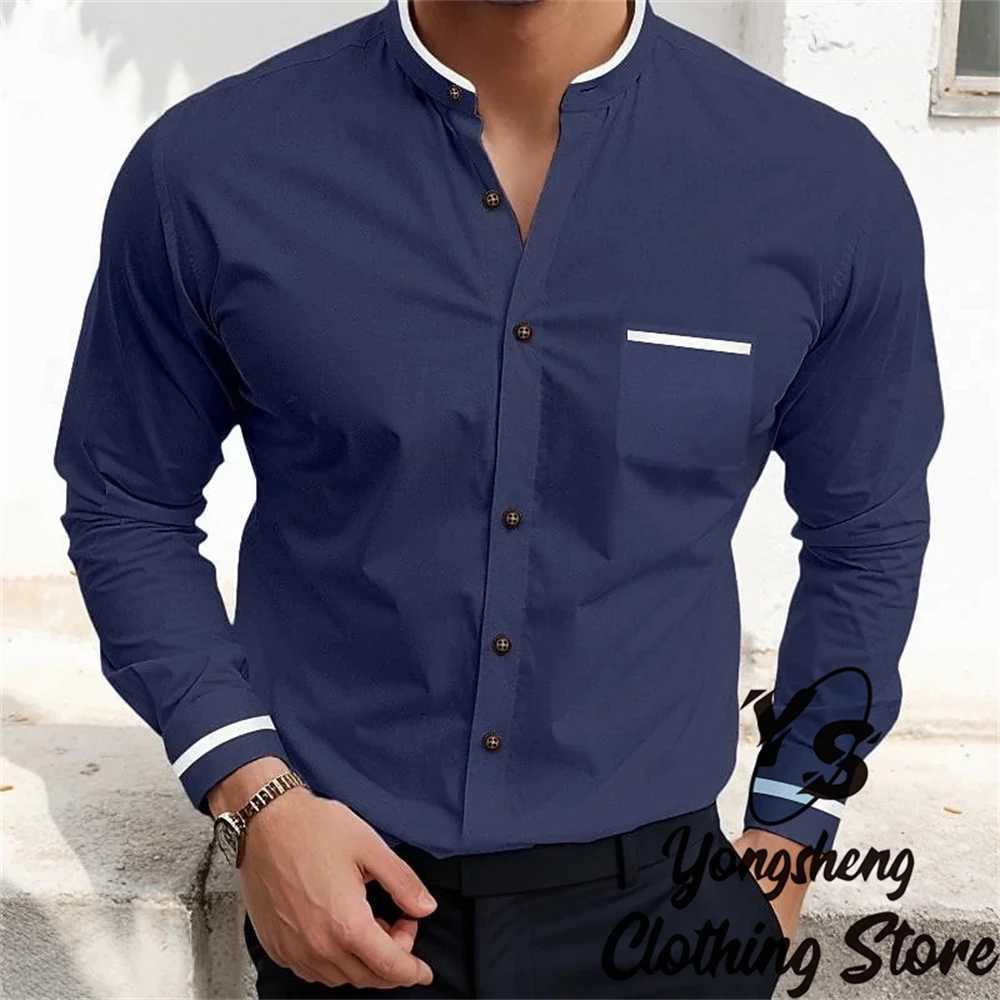 Mens Long Sleeve Shirts Plain Shirts Fashionable High Quality Mens Tops Blue White Pink Green Red Extra Large Size ClothingXJ250121