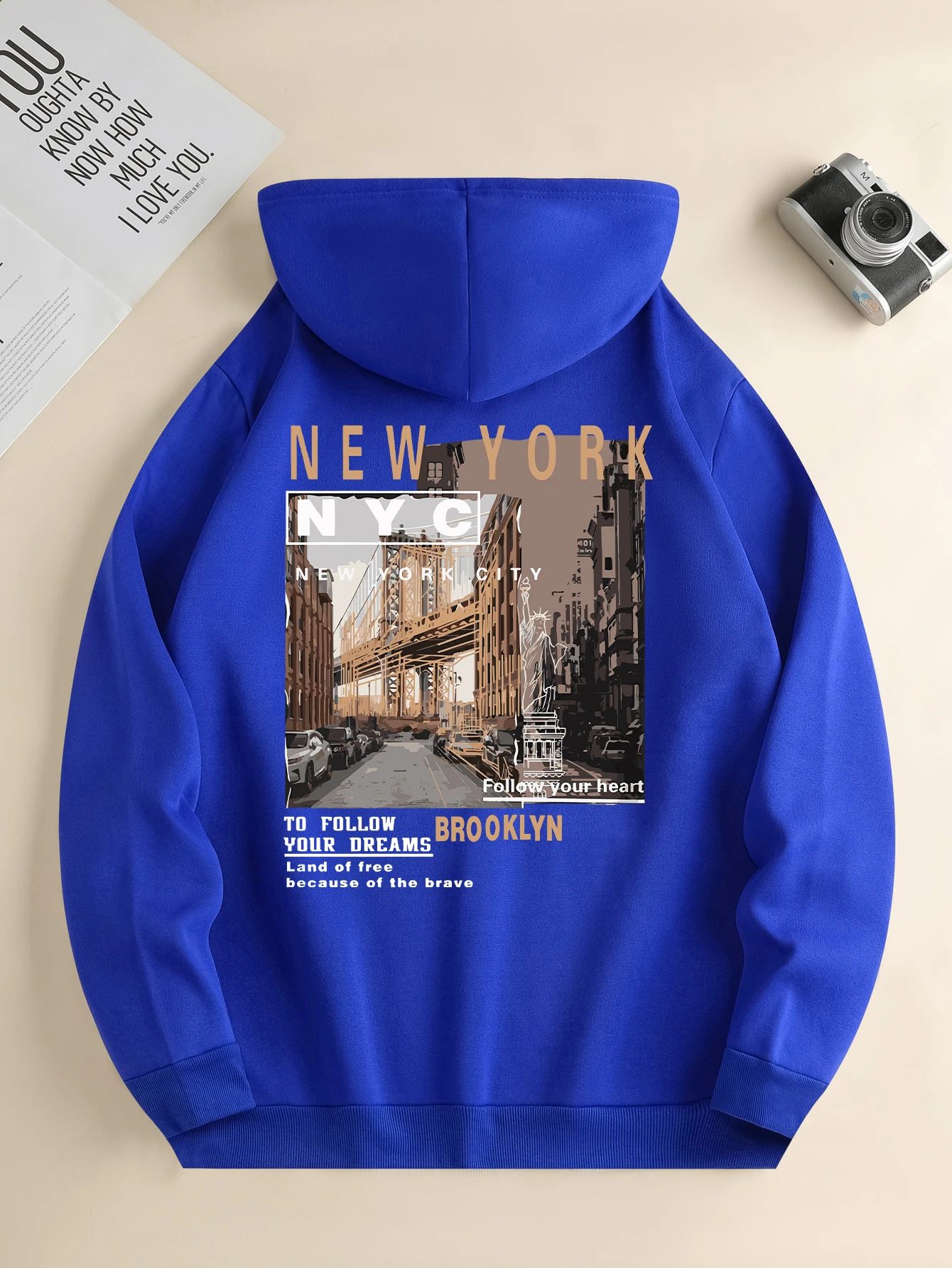 Mens fashion hoodie Casual Daily Drawstring Hooded Sweatshirt Street View Print front kangaroo pocket mens jacket 250109Z