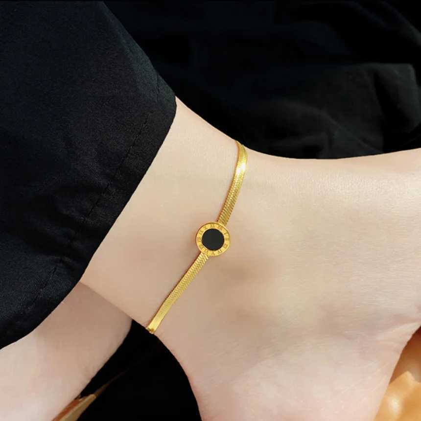 316L Stainl Steel Round Roman Numeral Anklet Ladies Fashion Trend High Jewelry Beach Accories SAB148XJ250121