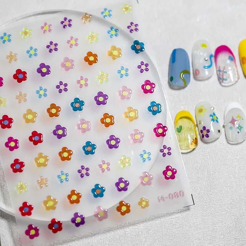 5D Jelly Line Letter Heart Cartoon Nail Stickers Colorful Relief Geometry Press On Nails Decals Decoration DIY Adhesive Sliders#XJ250120