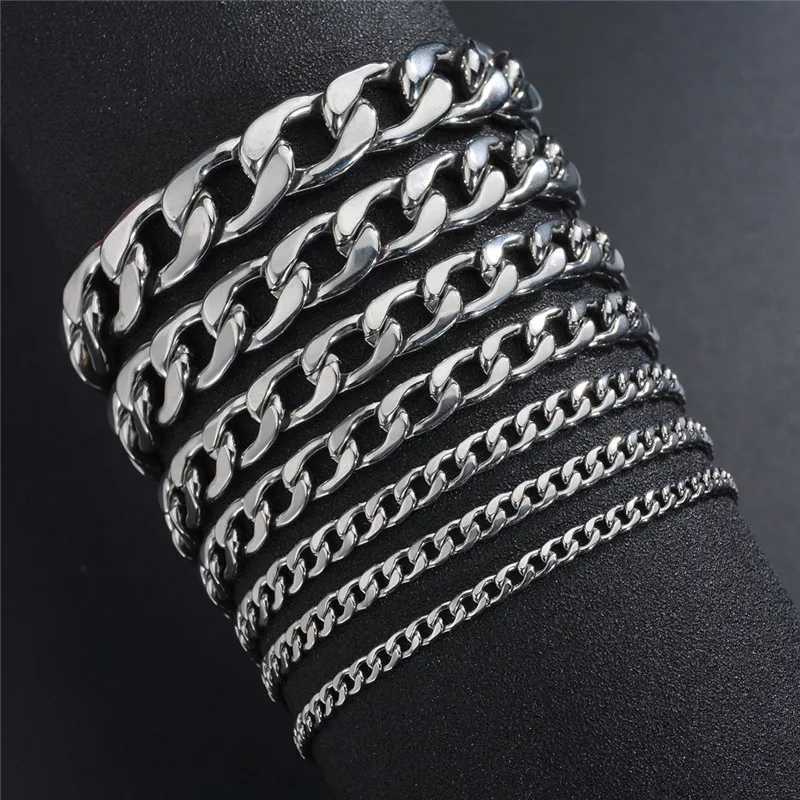 ZORCVENS Stainless Steel Couple Men/Woman Bracelets Fashion Curb Cuban Link Chains On Hand Rock Bracelet Wrist Jewelry Gifts W250121