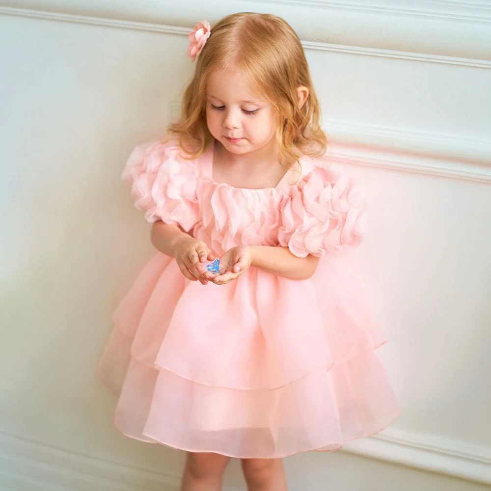 Pageant 1 Year Birthday Dress For Baby Girl Clothes Floral Princess Dress Wedding Puff Sleeve Girls Dresses Baptism Party Gown X250203