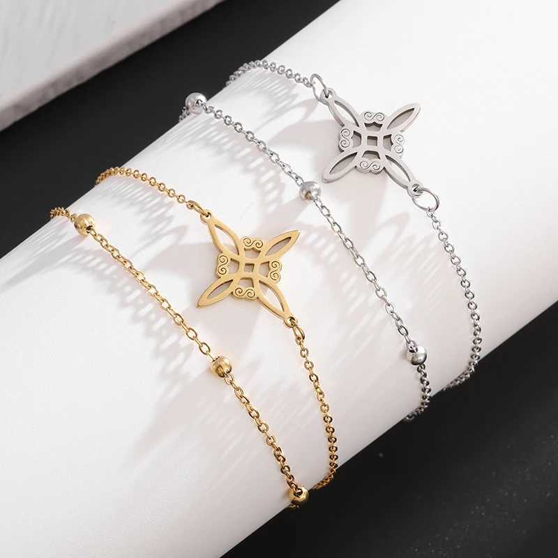 Stainless Steel Witch Knot Double layered Adjustable Bracelet Vintage Irish Lucky Knot Jewelry Birthday Gift W250121