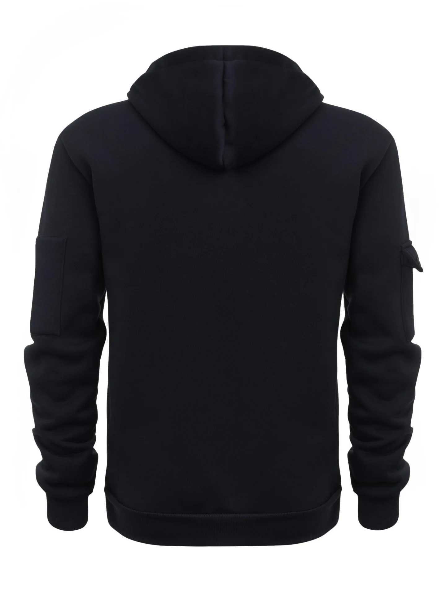 Stylish Mens Hooded Sweatshirt Resistant Multiple Zipper Pockets 100% Polyester Knitted Fabric Solid Color Long Sleeve RegularXJ2500118