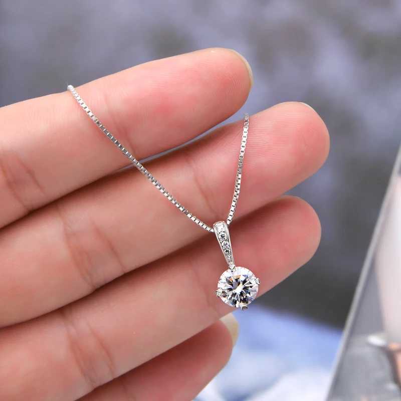 Original 2ct/1ct Round Moissanite Diamond Pendant Necklace 925 Silver Chain Heart-shed Cl Jewelry for Woman Gift BirtayXJ250114