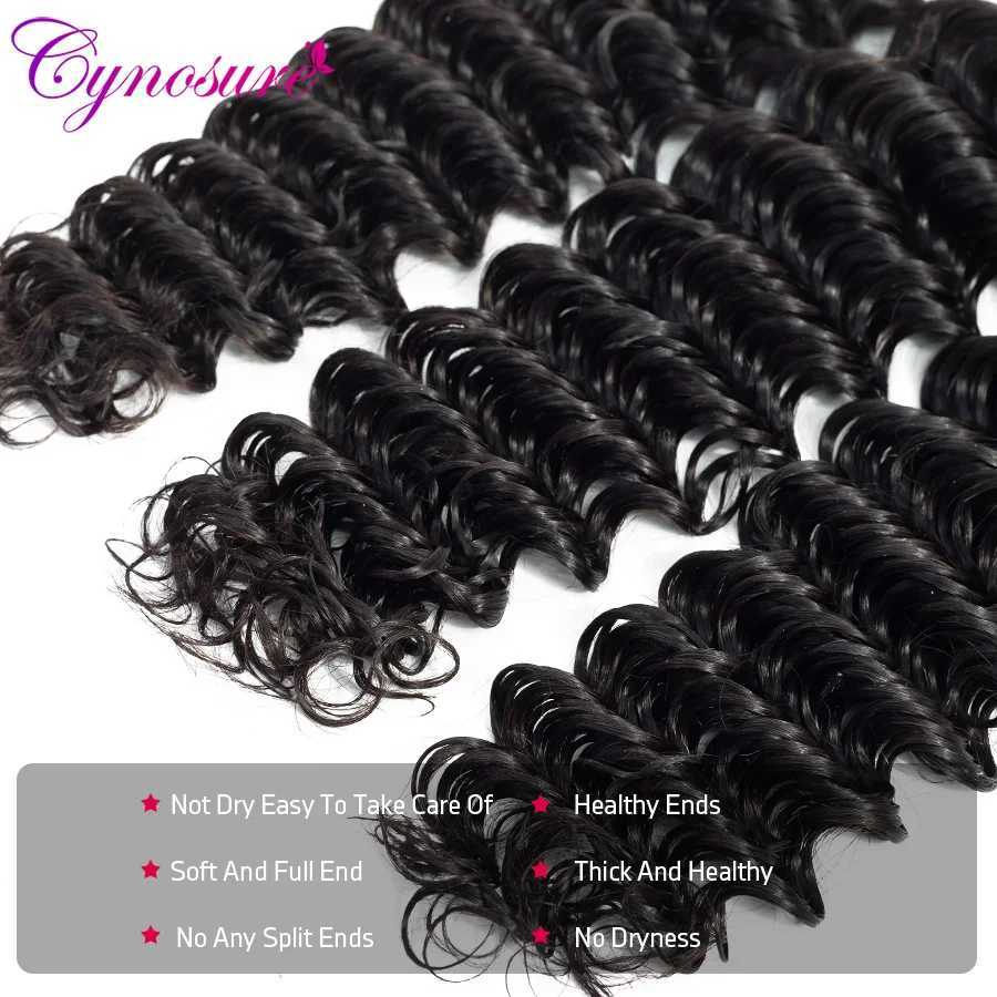 Cyno Deep Wave Human Hair Bundles With Clo Remy Brazilian Hair Weave 3 Bundles With 4x4 CloXJ250120