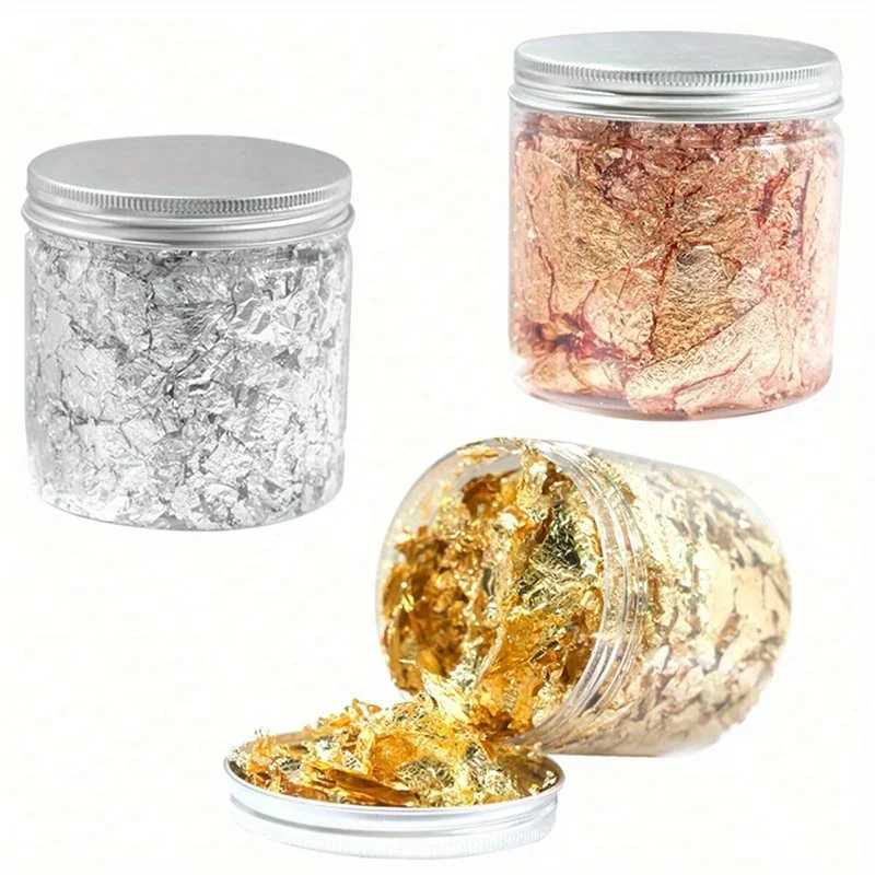 Nail Art Accessories Gold Silver Copper Foil Sequins Glitter Leaf Flake Sheet Bulk Foil Paper For Gilding Manicure DecorationXJ250120