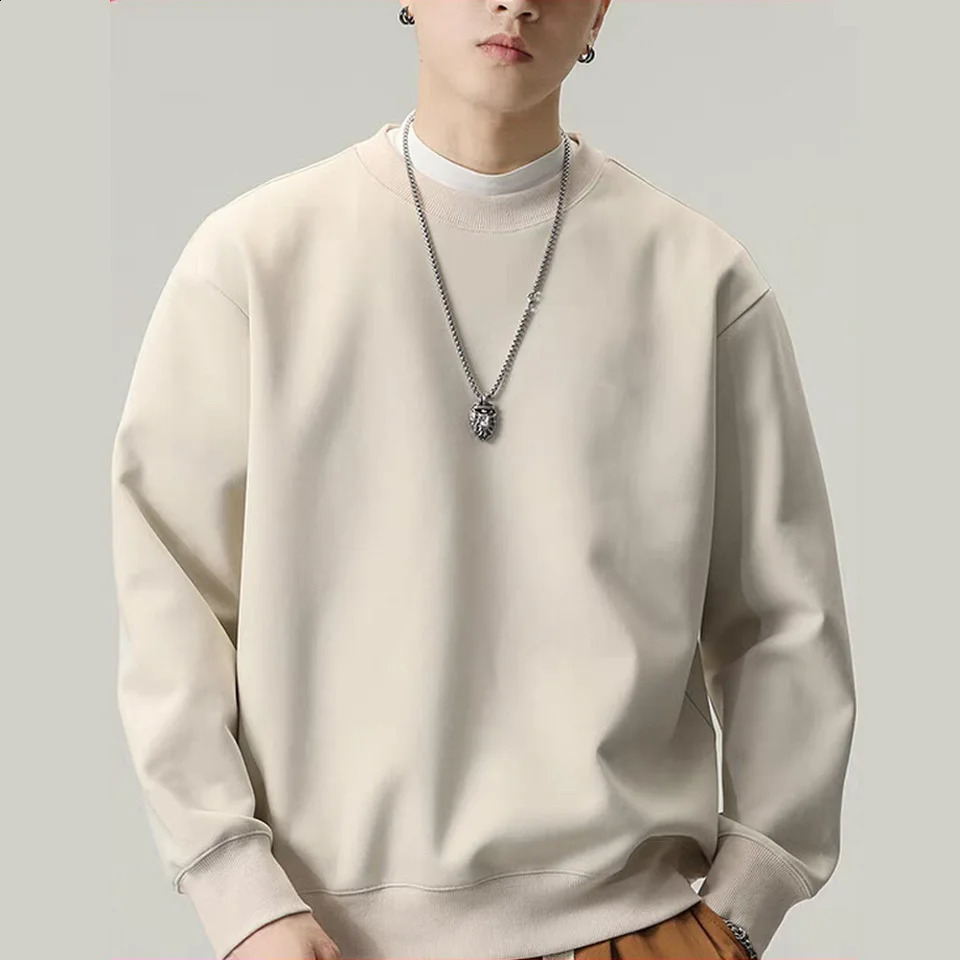 400g Heavy Weight Round Necked Sweatshirts Loose Solid Color for Spring Autumn Men womens Casual Sports Top Pullover M4XL 250122
