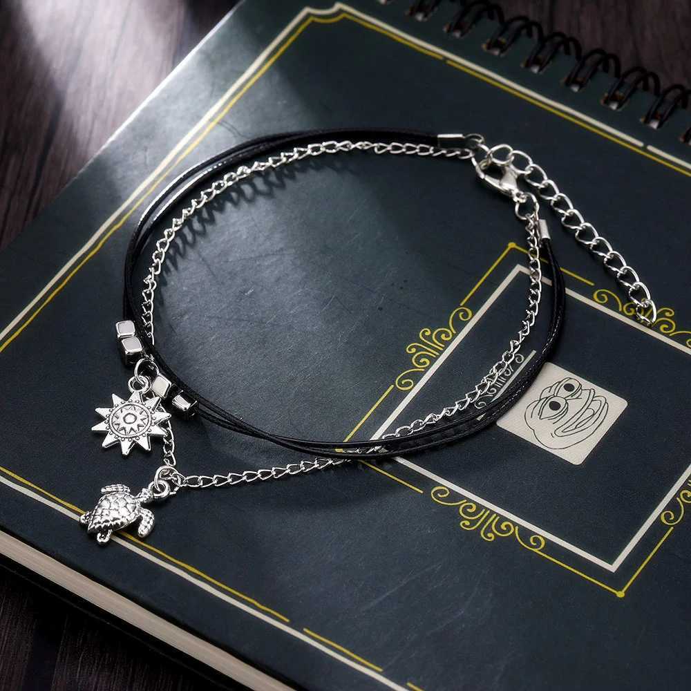 Vintage Multi Layered Turtle Pendant Anklet For Women Boho Sun Beads Charm Ankle Bracelet Summer Beach Leg Chain Foot JewelryXJ250121