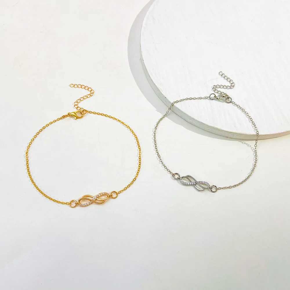 New Infinite Love Bracelet Korean Beach Charms Ankle Bracelet Rhinestone 8 Shape Bangle for Women Foot Jewelry Daily Wear W250121