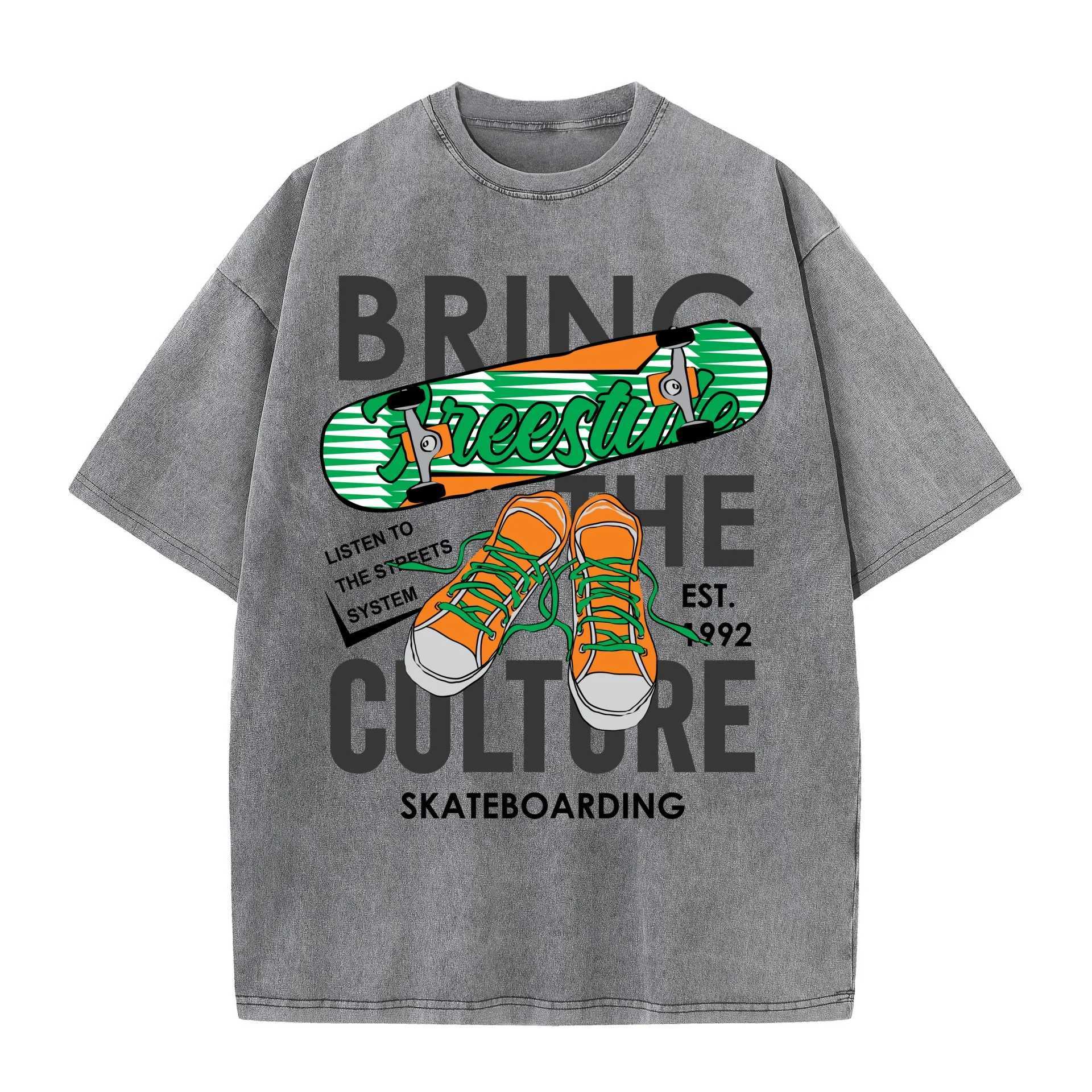 Mens Women Washed Vintage T-Shirts Street Hip Hop Retro Punk T Shirt Harajuku Casual Cotton Short Sleeve Couple TShirts Tees X250203