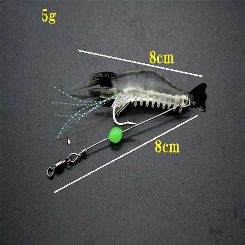 1pcs 8cm/5g Luminous Simulation Prawn Soft Shrimp Floating Shaped Worn Fake lure Hook Isca Fishing Lure Artificial BaitXJ250122