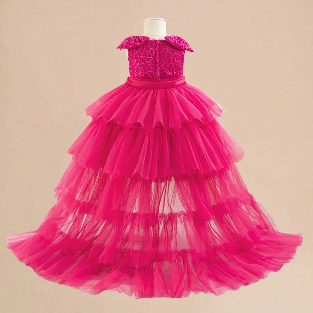 Pink Girls Party Dress for Baby Tulle 1st Birthday Bow Baptism Prom Gown Elegant Wedding Princess Dress Christmas Costume X250203