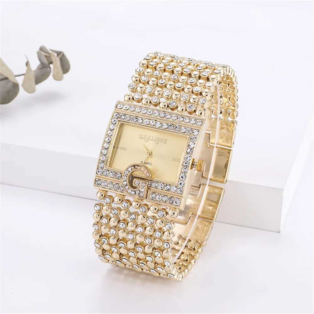 Simple Square Gold Watches Wen Fashion Casual Alloy bracelet Ladies Wristwatches 2024 G Diamond Sc Dial Fem Quartz Clock X250203