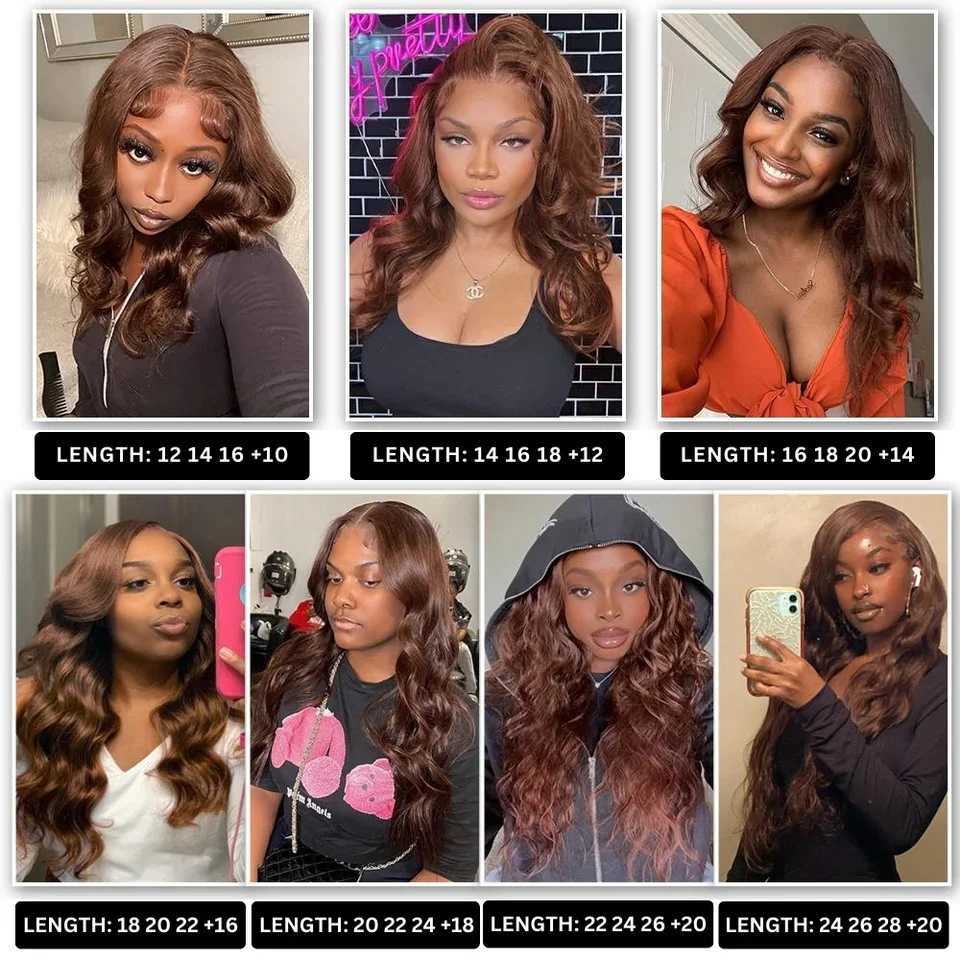 Chocolate Brown Body Wave Bundles With 13x4 Frontal Color #4 Remy Human Hair Extension 2/3/4 Bundles with Lace Frontal for WomenXJ250120