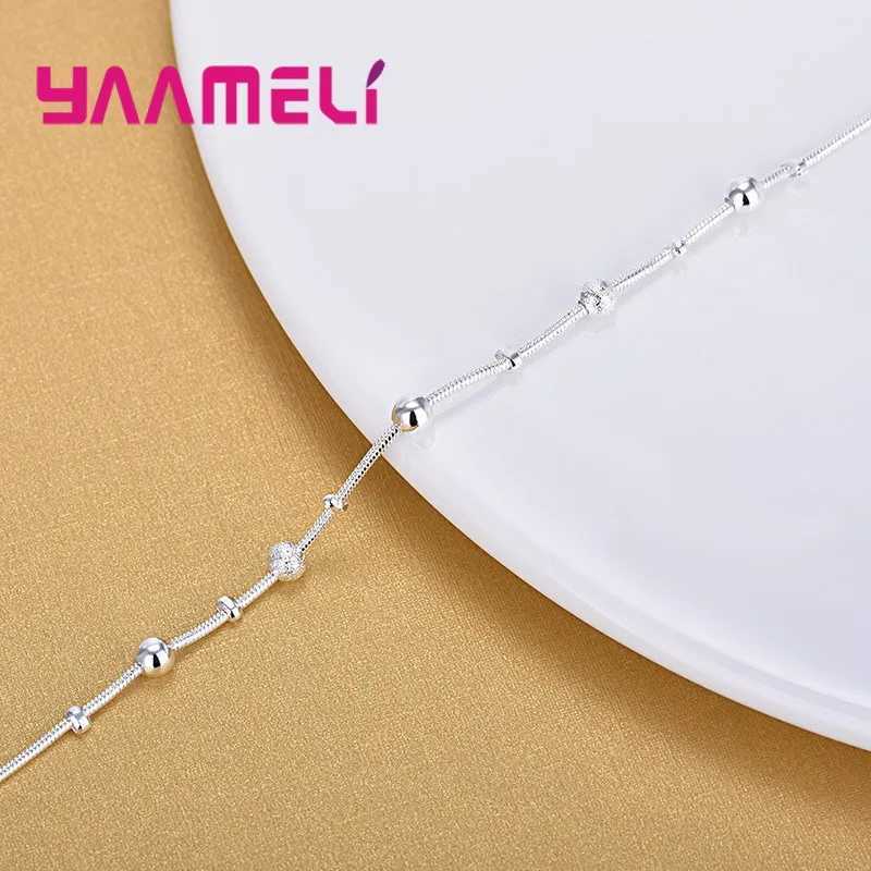 Authentic 925 Sterling Silver Smooth Surface Beads Foot Chain Simple Fine Jewelry for Women Fashion Anklet Party GiftsXJ250121