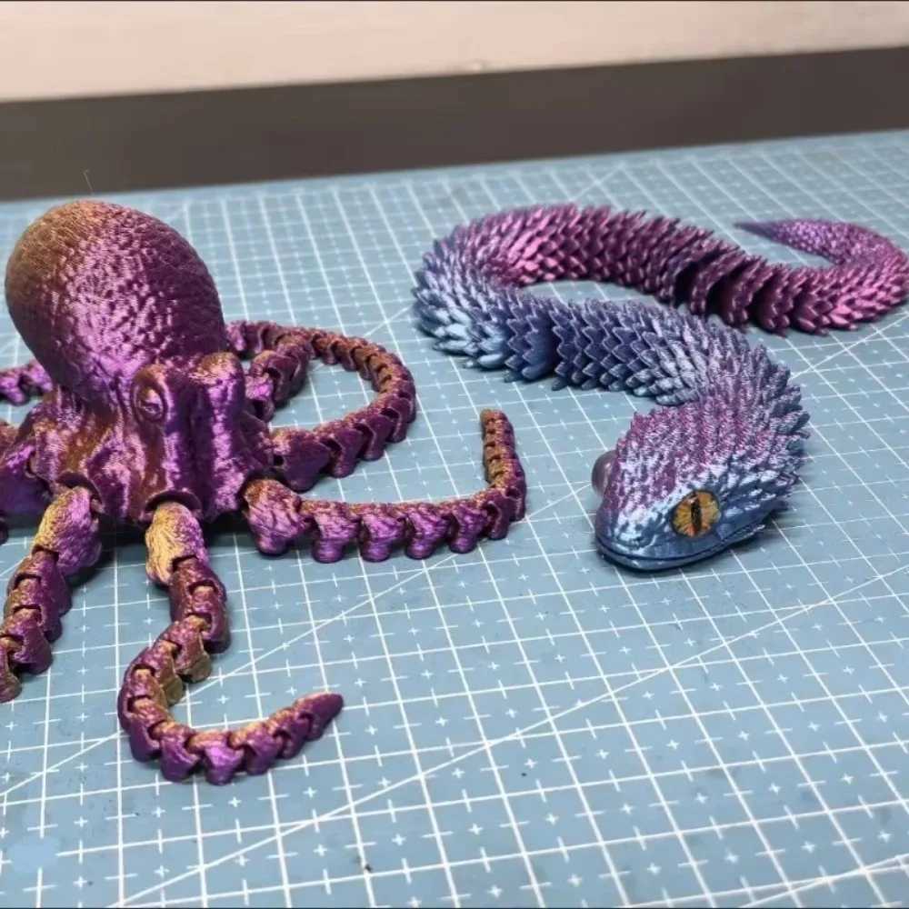 New 2025 3D Printed Figurine Flexible Joints Home Office Desktop Decor Ocean Animal Aquarium Fish Tank Octopus Ornaments Free shipping