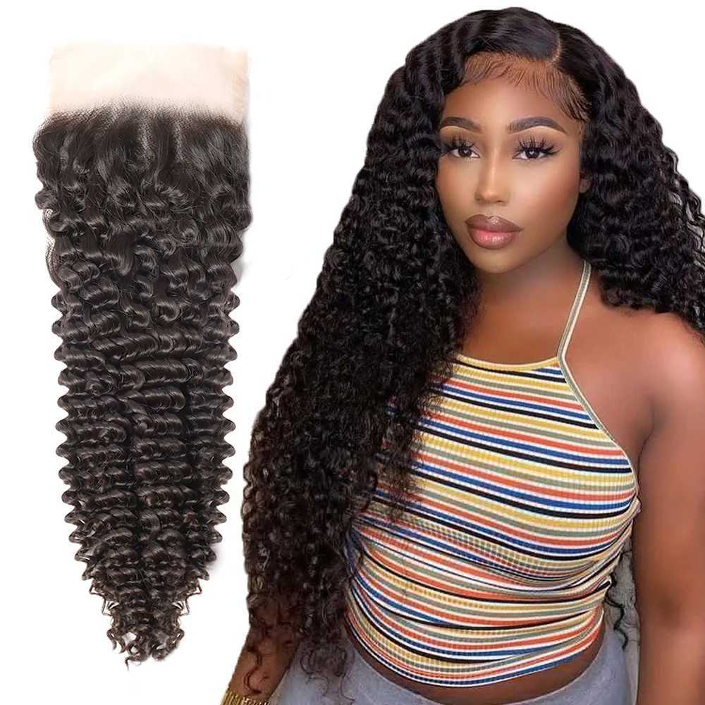 5x5 Deep Curly Lace Clo Transparent Curly Human Hair Brazilian Hair Swiss Lace Clos Melt Skins Small KnotsXJ250120