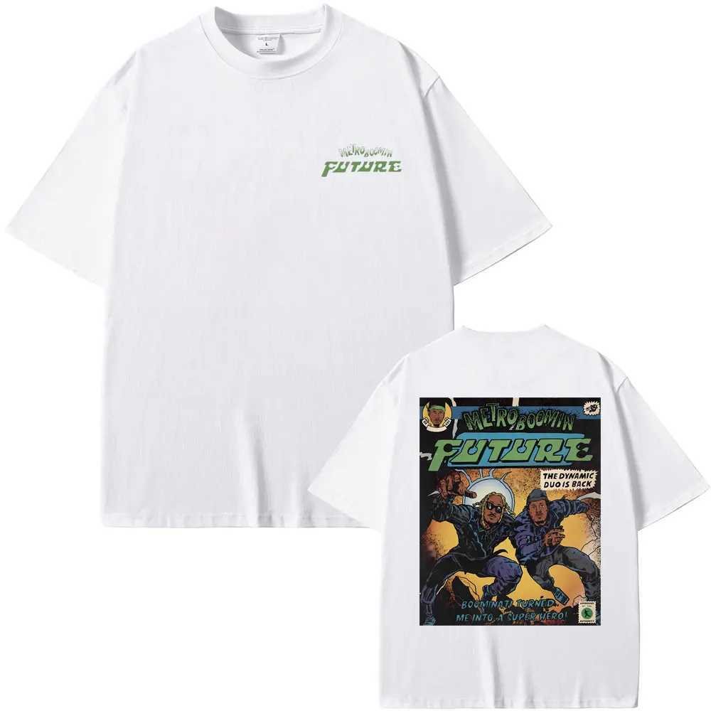 Rapper Metro Boomin Future Double Sided Print T-shirt Mens Hip Hop Oversized Tshirt Summer Tees Mens Casual Crewneck Streetwear X250203