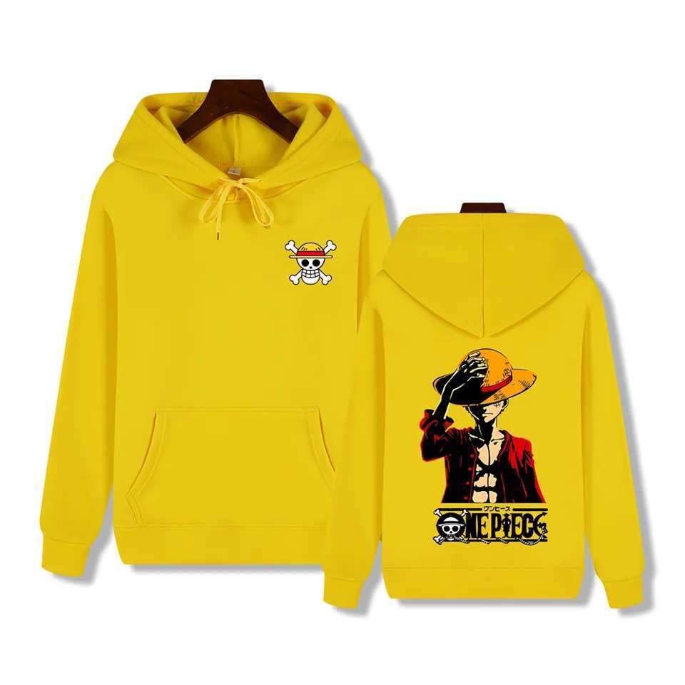 Mens high-end quality hoodie One Piece Luffy print autumn and winter thick warm basic simple jacketXJ2500118