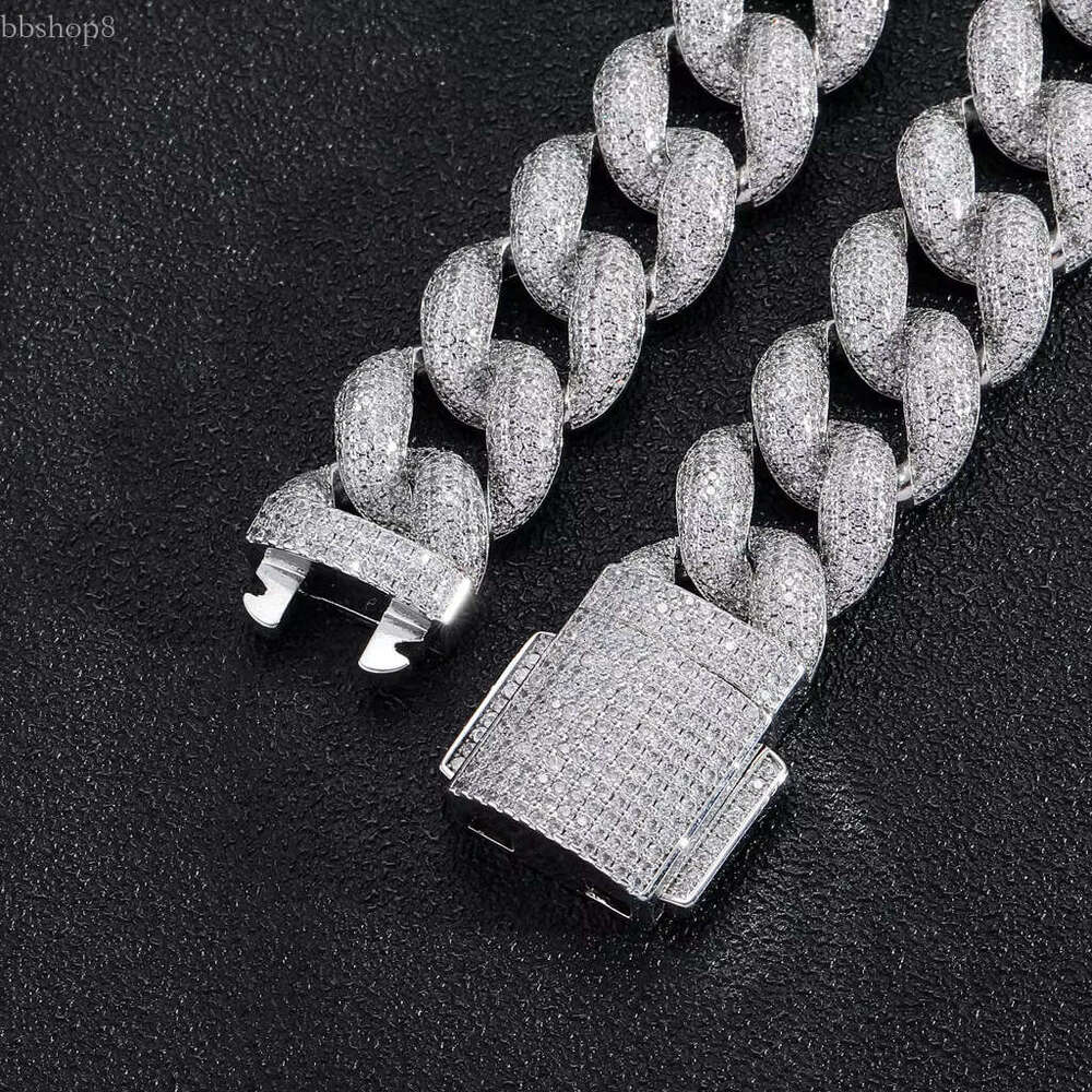 7Inches-30Inches 18mm Trendy Cool Design Gold Sier Plated Textured Miami Hip Hop Iced Out Moissanite Cuban k Chain