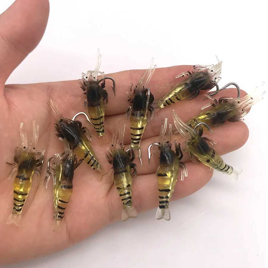 Luminous Shrimp Silicone Artificial Bait Simulation Soft Prawn With Hooks Carp Wobbler For Fishing Tackle/Lure/Accessories SeaXJ250122