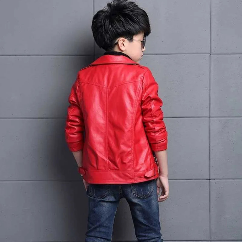 3 4 5 6 8 10 12 Years Spring Autumn Boys Leather Jacket Girls Zipper Fashion PU Childrens Coat Birthday Gifts Kids Clothes 250114