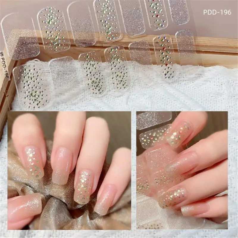 DIY Gel Nail Stickers Cured-free Long-Lasting Solid Color Nail Strips Patch Slider Sticker Full Cover Decal Nail Manicure PatchXJ250120