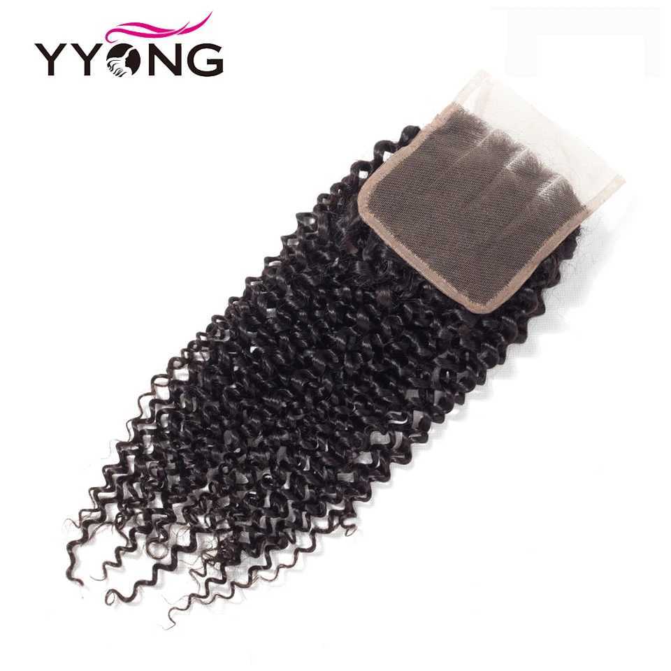 Yyong 4X4 Lace Clo Brazilian Kinky Curly Hair 100% Remy Human Hair One Lace Clo Can Be Bleached Knots Natural HairlineXJ250120
