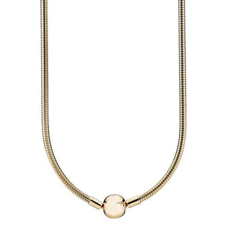 Original 925 Sterling Silver Moments Lobster Ball Barrel Clasp Snake Chain Necklace For Women Charm DIY JewelryXJ250114
