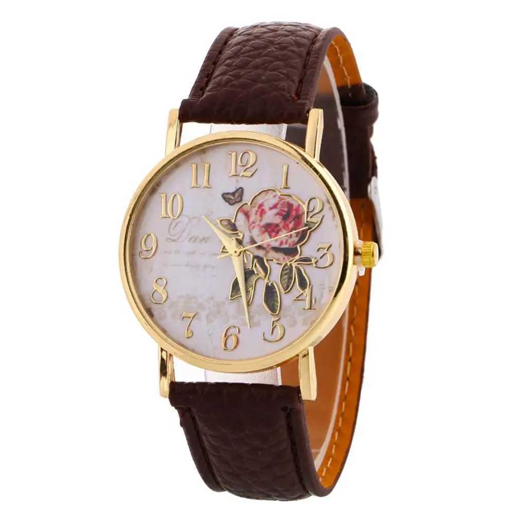 Rose round Dia watch elegant watch synthetic leather strap Arabic numeral quartz watch Montre Femme Christmas gift X250203