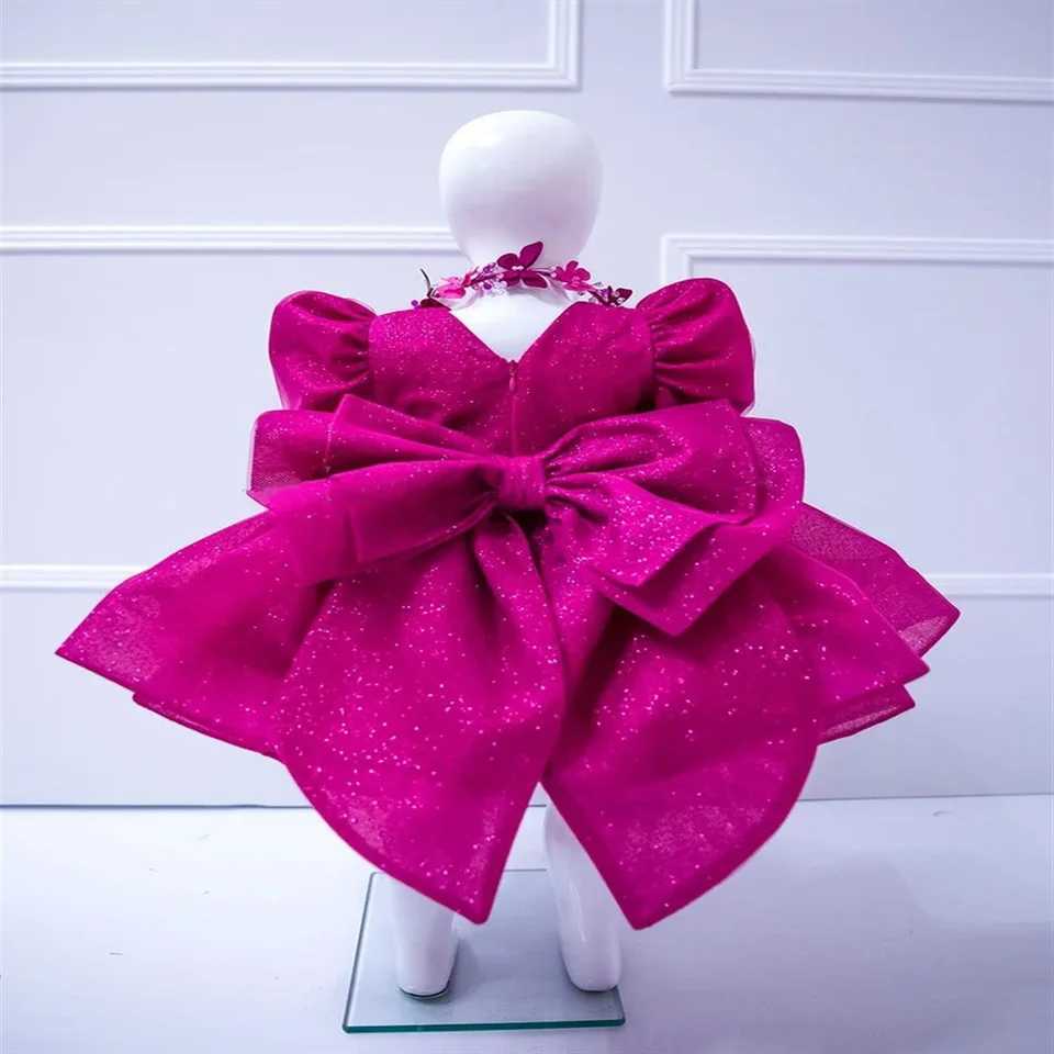 Fuchsia Birthday Baptism Flower Girl Dress Tutu Sparkling Prom Princess Wedding Gown Special Occasion Child Baby Dress X250203