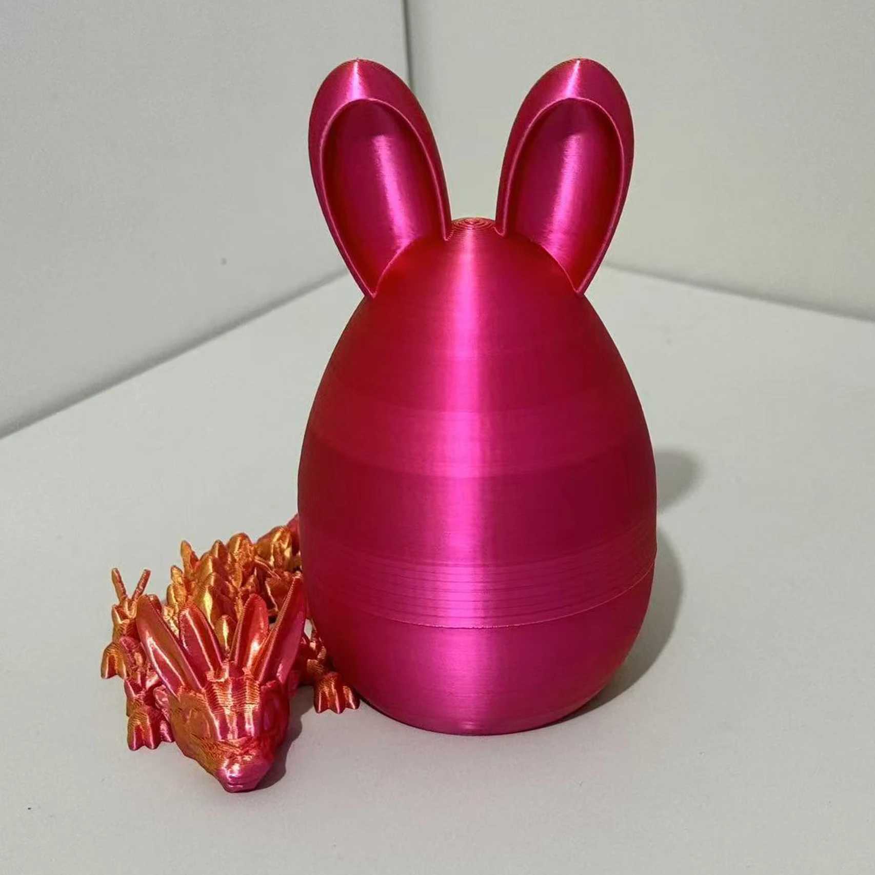 Easter Bunny 3D Printed Egg Fidget Crystal Articulated Dragon Decor for Home Office Birthday Gift Unique Desktop Animal D Free shipping